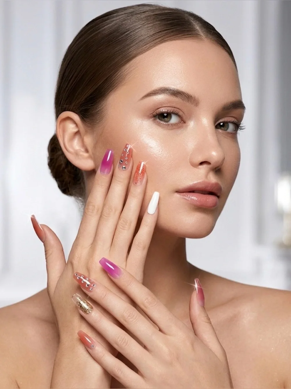 Look Beautiful 28pc press on nails fits medium and large